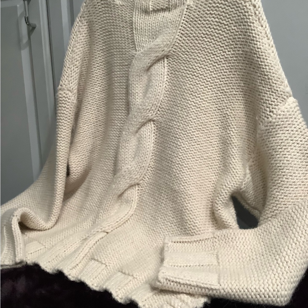 Zara Chunky Cable Knit Sweater - Alpaca Wool Blend